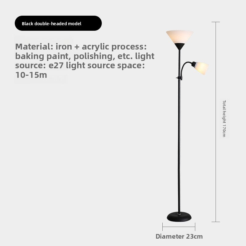 Torchiere Floor Lamp with Reading Light – Modern Black Metal 2-Light Floor Lamp, Gooseneck Reading Lamp, Frosted Glass Shade, Tall Standing Lamp for Living Room Bedroom Office