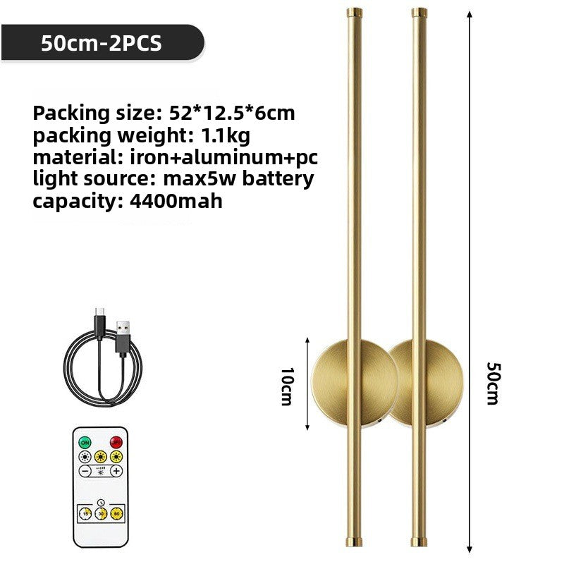 LED Wall Sconce with Remote Control – Modern Linear Wall Light Dimmable, Rechargeable Cordless Wall Lamp, Battery Operated Wall Sconce with 4 Brightness Levels, Black Wall Light for Bedroom Living Room Hallway