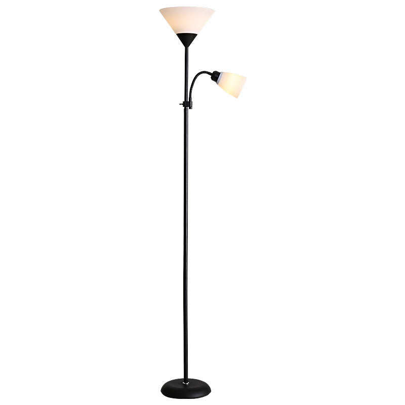 Torchiere Floor Lamp with Reading Light – Modern Black Metal 2-Light Floor Lamp, Gooseneck Reading Lamp, Frosted Glass Shade, Tall Standing Lamp for Living Room Bedroom Office